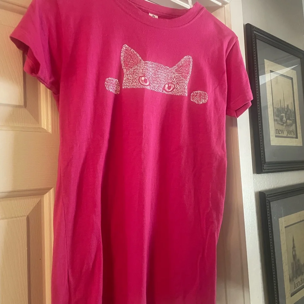 SKU 0011 Tultex Pink Cat Graphic Tee